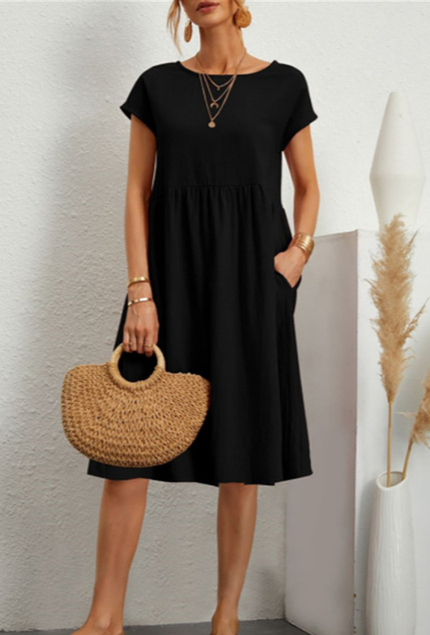 Damen Midi Sommerkleid mit Rundhalsausschnitt | Calina