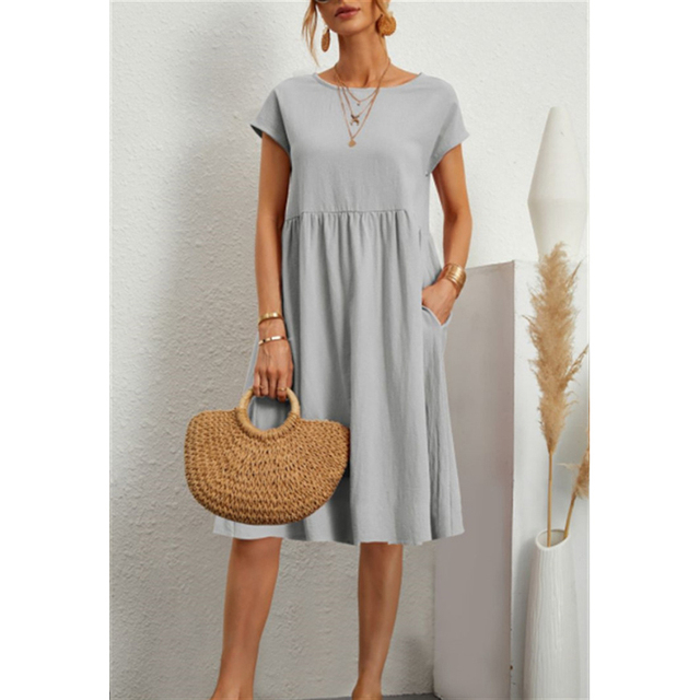 Damen Midi Sommerkleid mit Rundhalsausschnitt | Calina