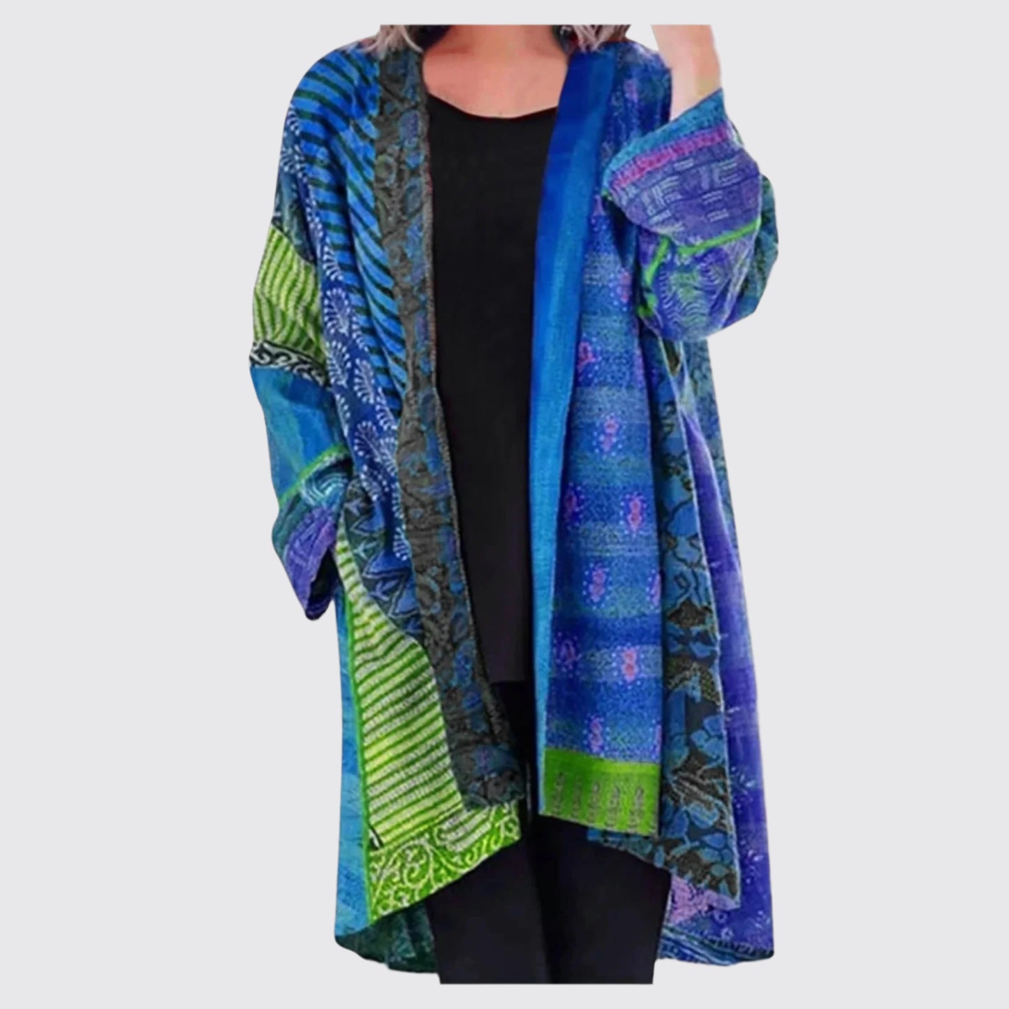 Damen Kimono Cardigan im Boho Patchwork-Stil | Selina