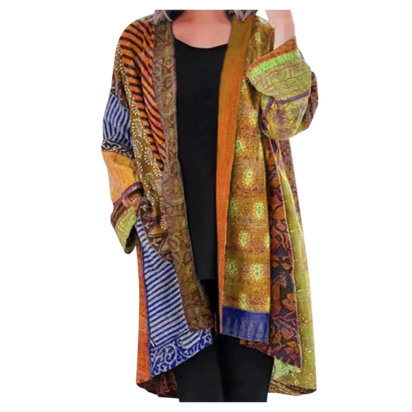Damen Kimono Cardigan im Boho Patchwork-Stil | Selina
