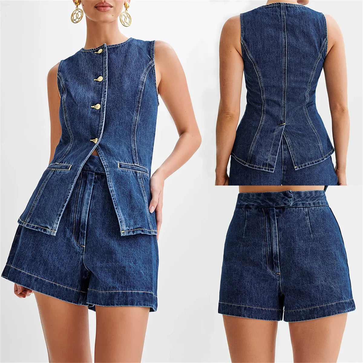 Damen Casual Sommer Set aus Denim | Carenia