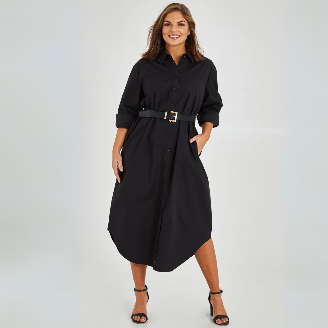 Damen Hemdblusenkleid mit Seitenschlitz | Evelyn