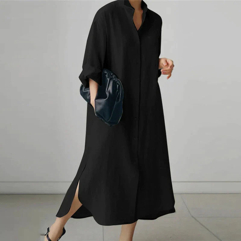 Damen Hemdblusenkleid mit Seitenschlitz | Evelyn