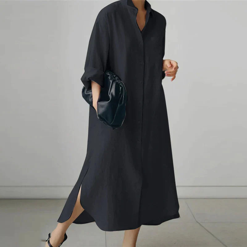 Damen Hemdblusenkleid mit Seitenschlitz | Evelyn