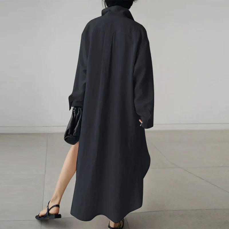 Damen Hemdblusenkleid mit Seitenschlitz | Evelyn