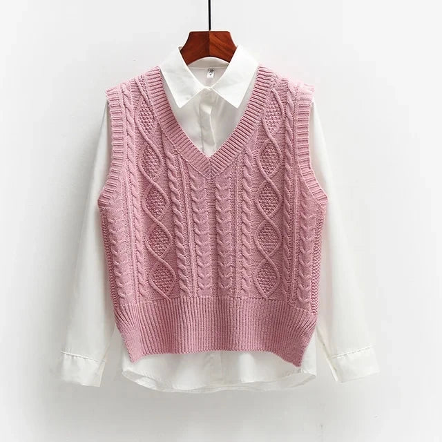 Damen Kabelstrick Pullover Weste | Fenna