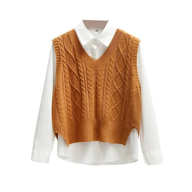 Damen Kabelstrick Pullover Weste | Fenna