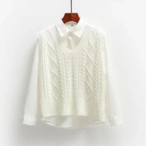 Damen Kabelstrick Pullover Weste | Fenna