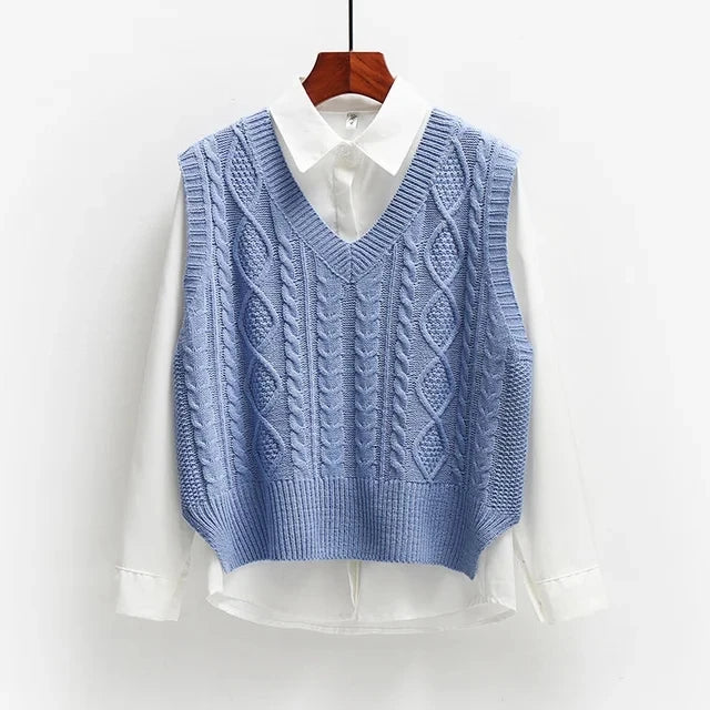 Damen Kabelstrick Pullover Weste | Fenna
