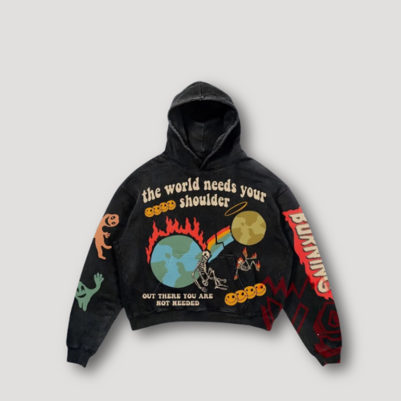 Love Earth Hoodie – Unisex Retro Kapuzenpullover mit Statement-Print