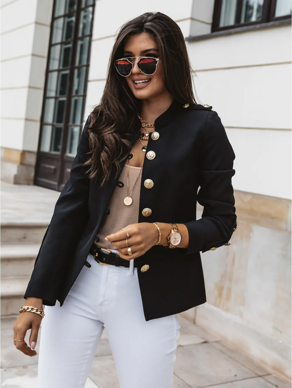 Damen Blazerjacke mit O-Ausschnitt | Annemarie