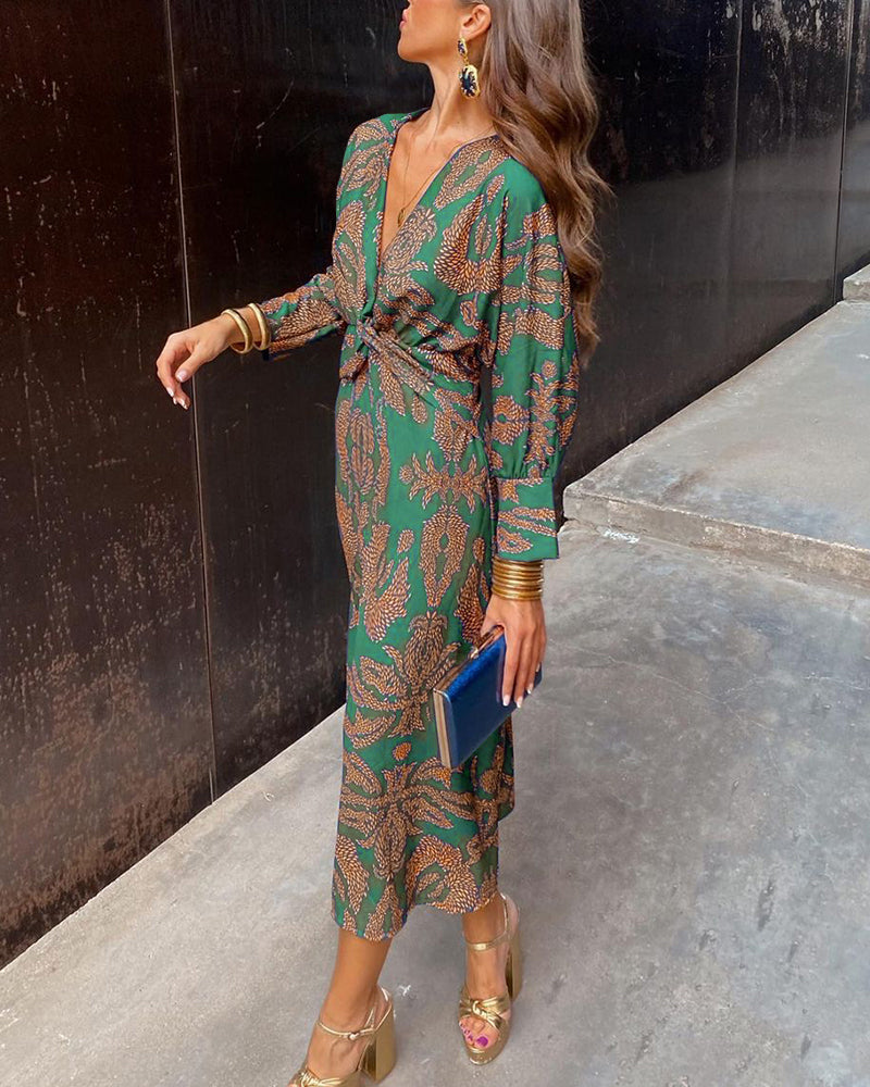 Damen Kleid mit Bindeband und langen Ärmeln – Elegant für besondere Anlässe | Maelina