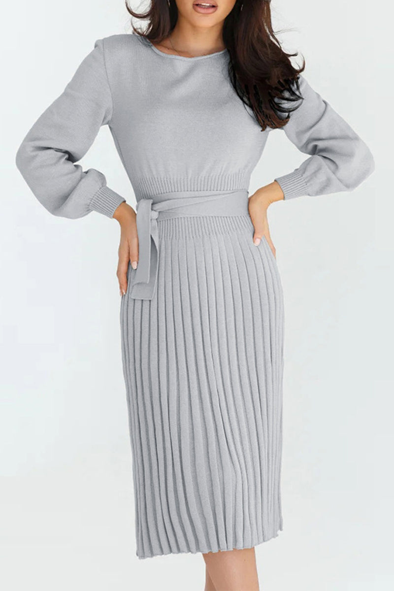 Damen Strick-Midikleid mit Faltenrock | Viola