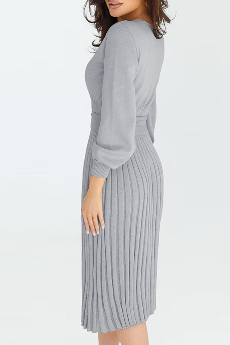 Damen Strick-Midikleid mit Faltenrock | Viola