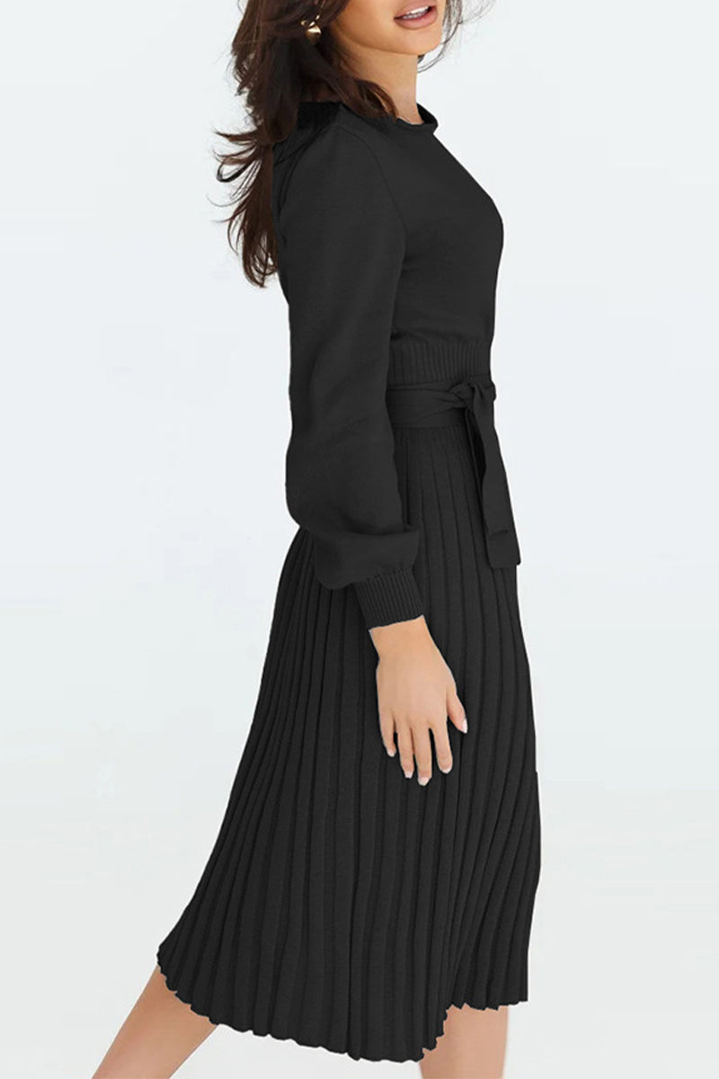 Damen Strick-Midikleid mit Faltenrock | Viola