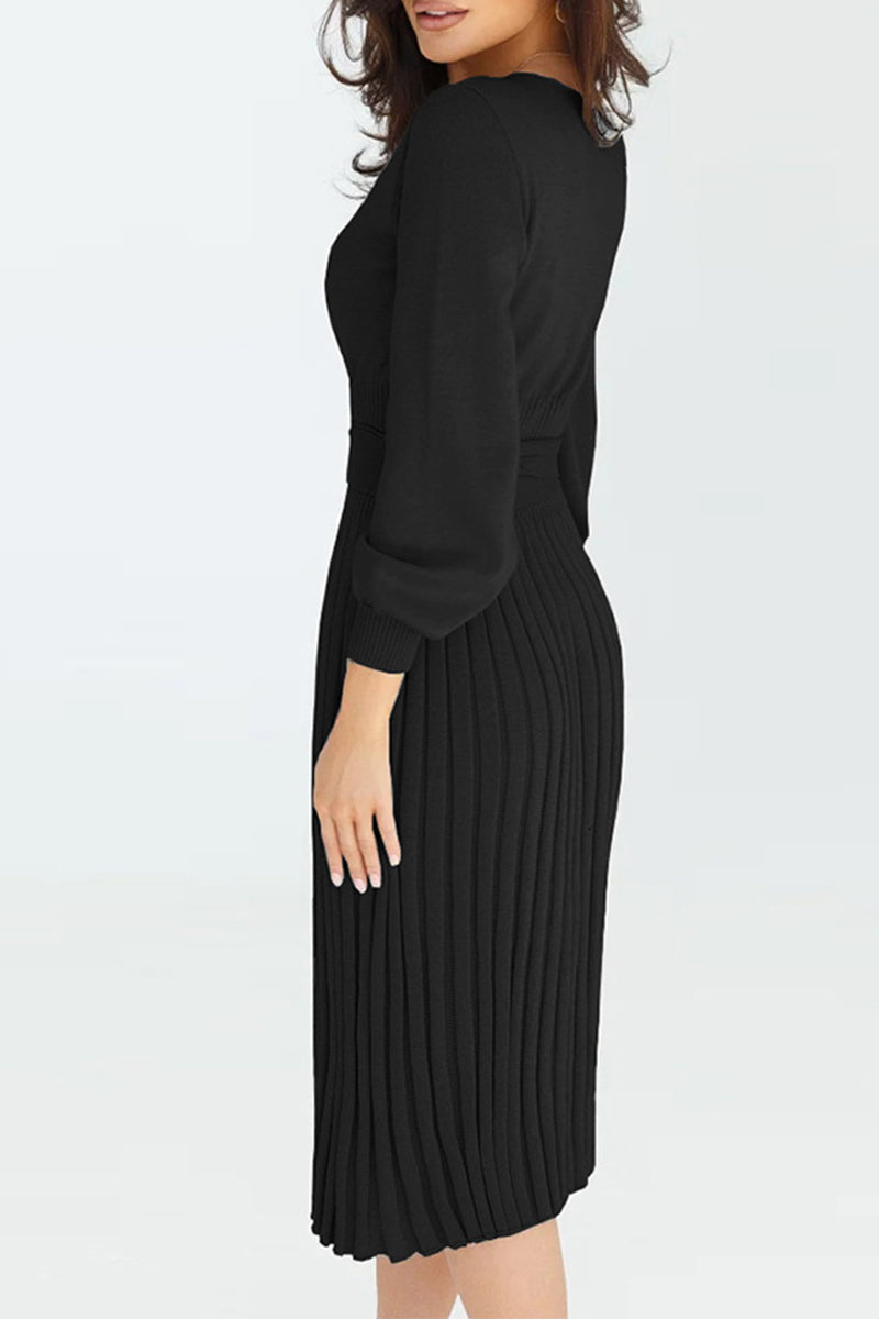 Damen Strick-Midikleid mit Faltenrock | Viola