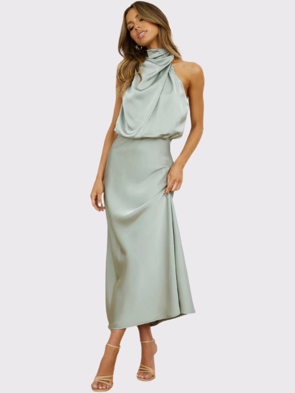 Damen Halterneck Maxikleid mit fließendem Schnitt | Elanora