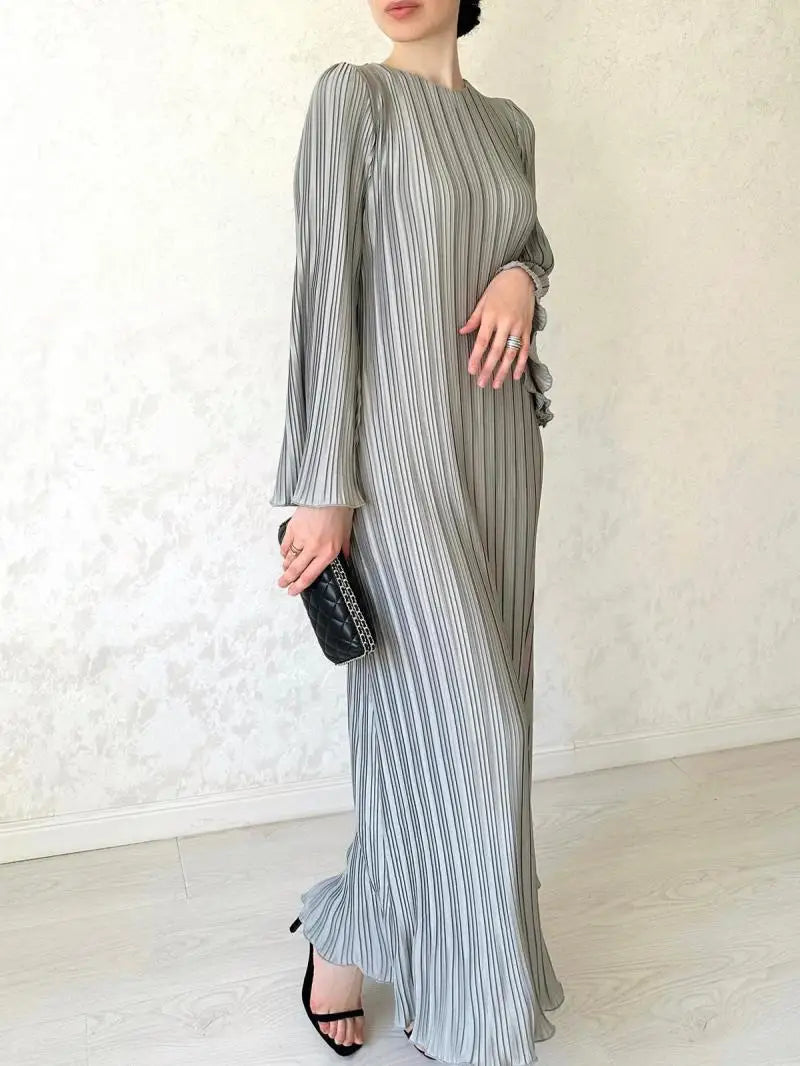 Damen Maxikleid mit Falten und Rüschensaum | Amelina