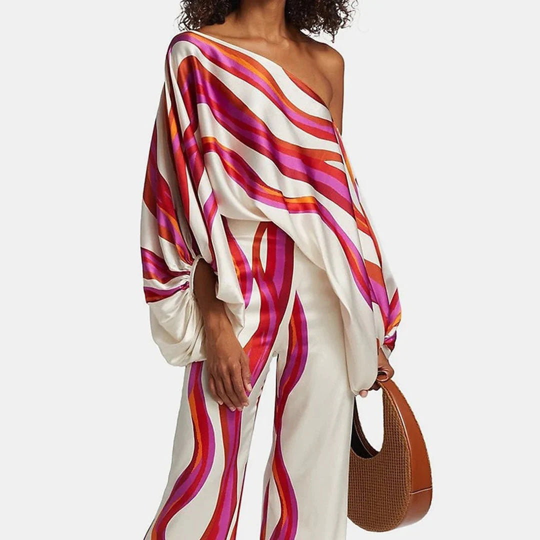 Damen Zweiteiler Sommer-Set mit Off-Shoulder & Weithose | Elenea