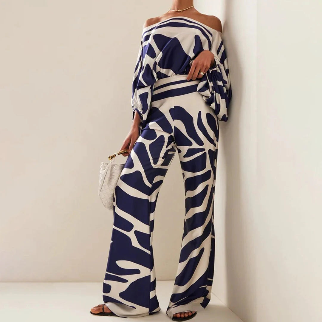 Damen Zweiteiler Sommer-Set mit Off-Shoulder & Weithose | Elenea