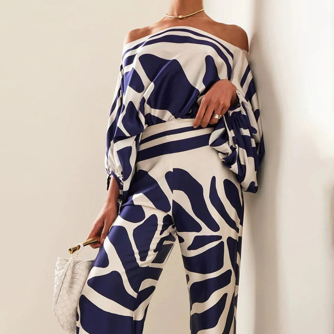 Damen Zweiteiler Sommer-Set mit Off-Shoulder & Weithose | Elenea