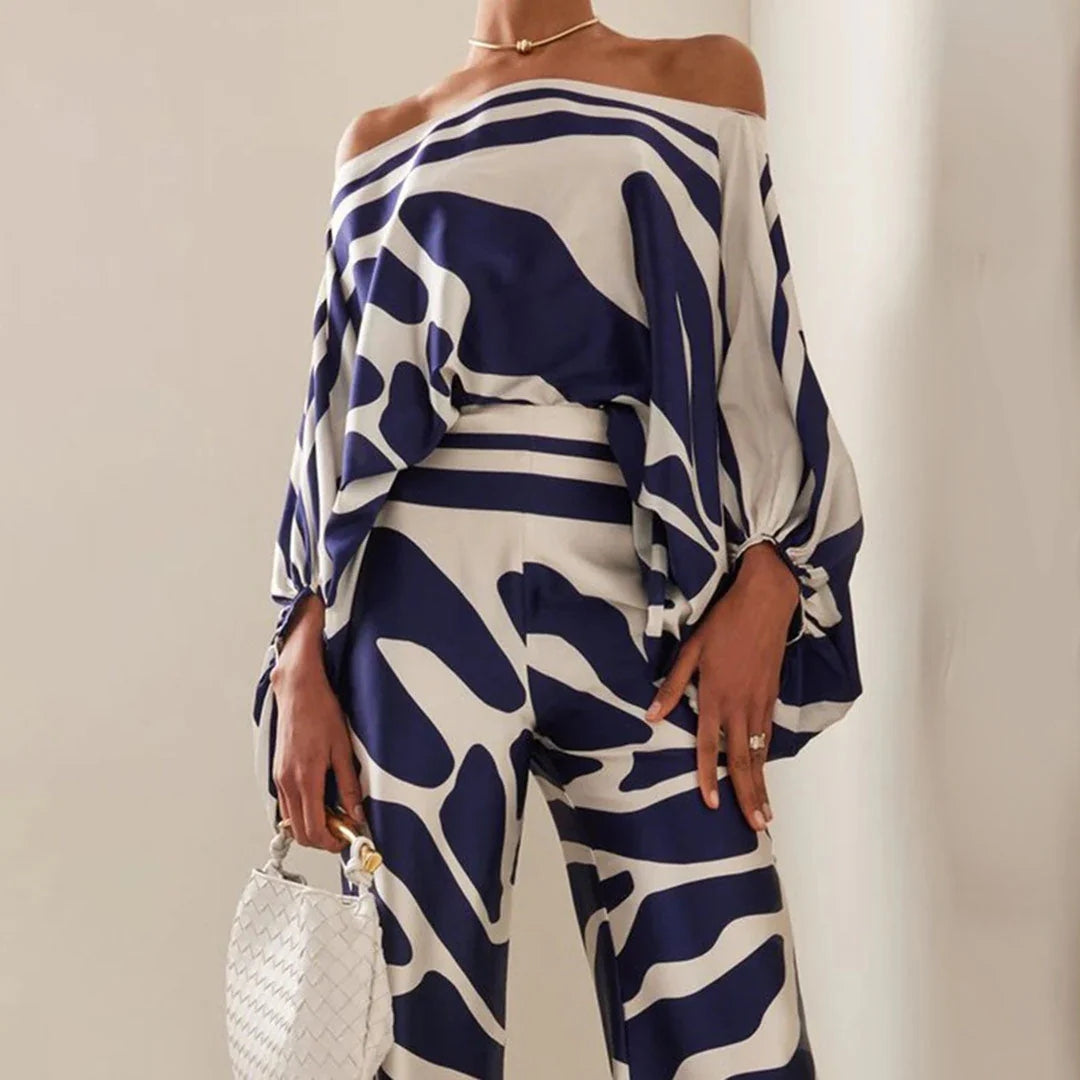Damen Zweiteiler Sommer-Set mit Off-Shoulder & Weithose | Elenea