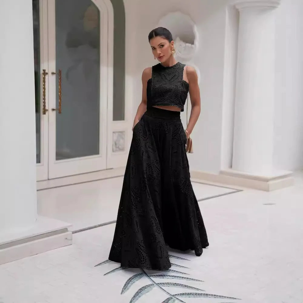 Damen Zweiteiliges Maxikleid Set mit Spitzenverzierungen | Esmera