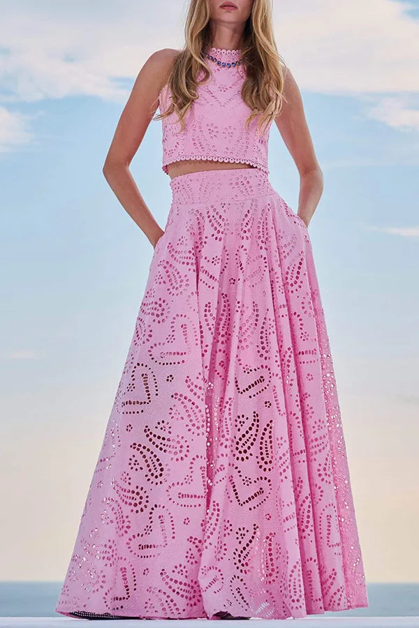 Damen Zweiteiliges Maxikleid Set mit Spitzenverzierungen | Esmera