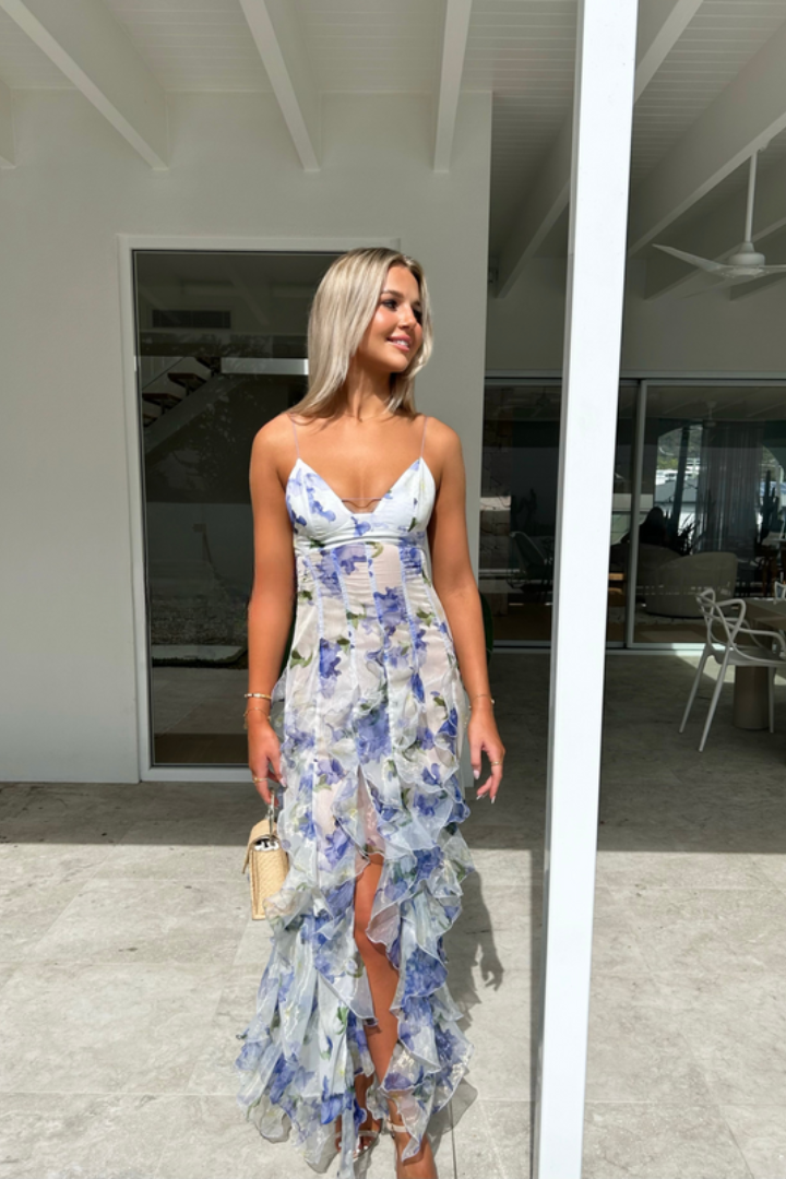 Florales Rüschenshirt Maxikleid für Damen | Sorelia