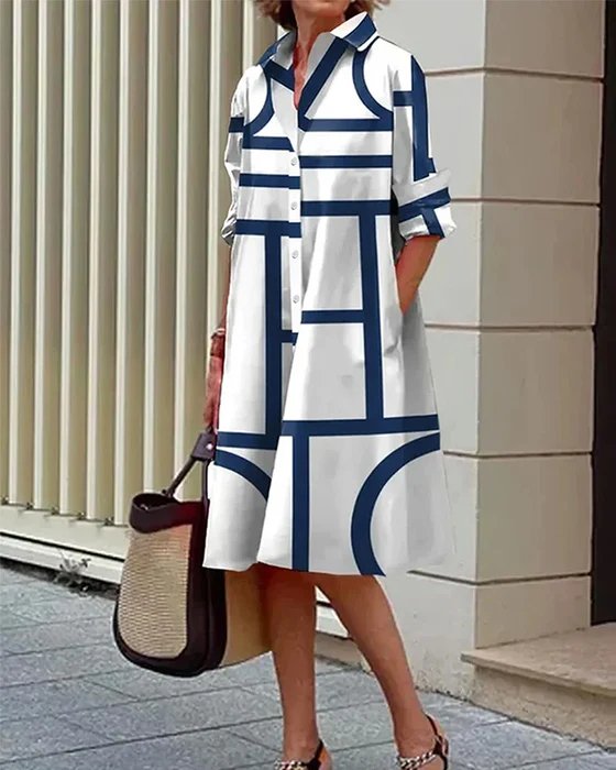Geometrisches Printkleid für Damen – Stilvoll und Modern | Azeline
