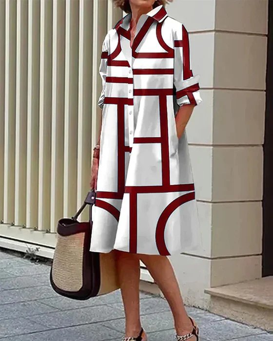 Geometrisches Printkleid für Damen – Stilvoll und Modern | Azeline