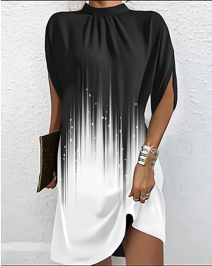 Damen Gradient Shift Kleid in Schwarz-Weiß | Mirella