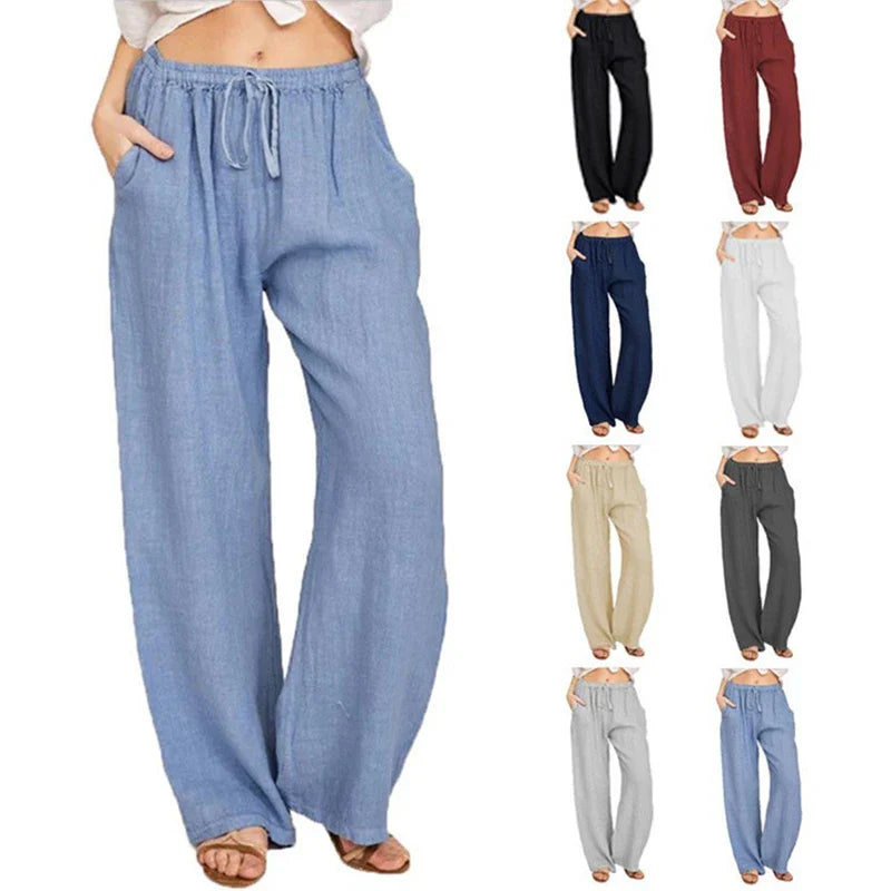 Hochtaillierte Sommerhose aus Polyester für Damen | Serana