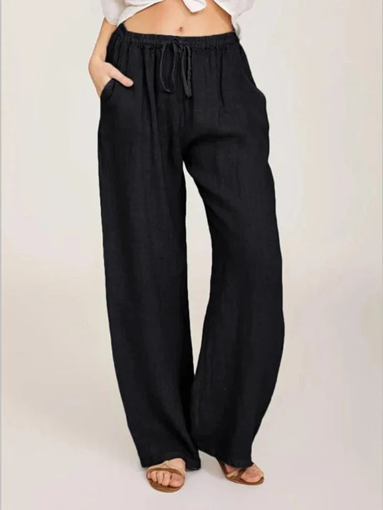 Hochtaillierte Sommerhose aus Polyester für Damen | Serana