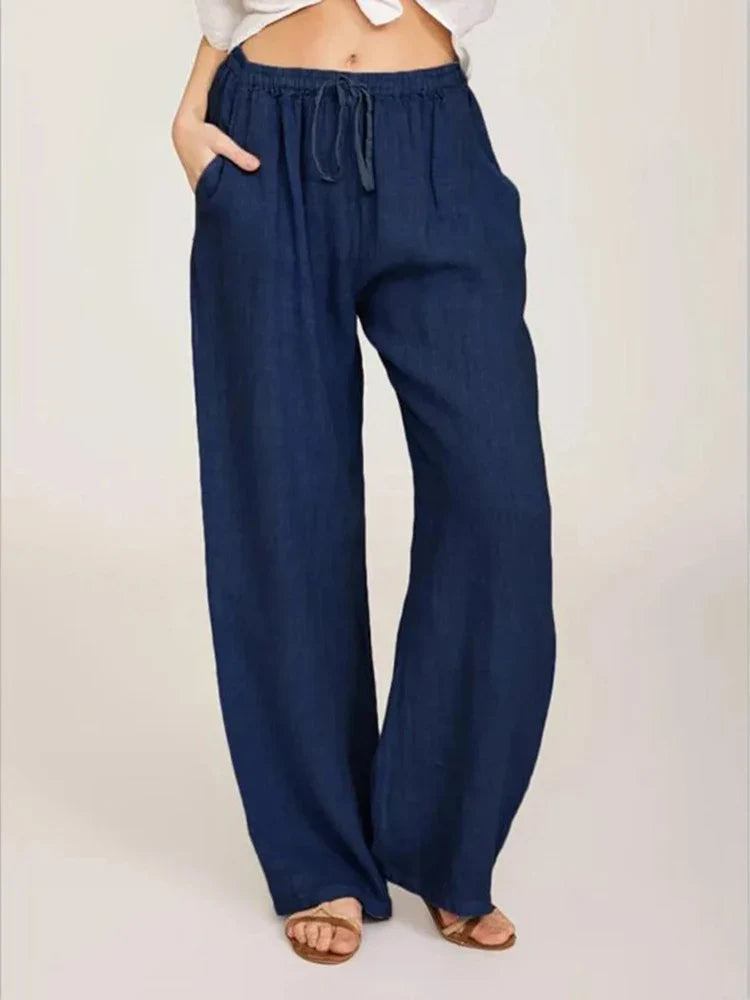 Hochtaillierte Sommerhose aus Polyester für Damen | Serana