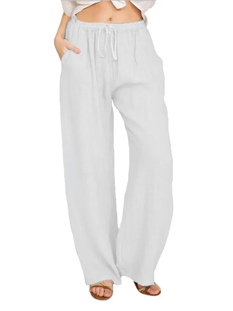 Hochtaillierte Sommerhose aus Polyester für Damen | Serana