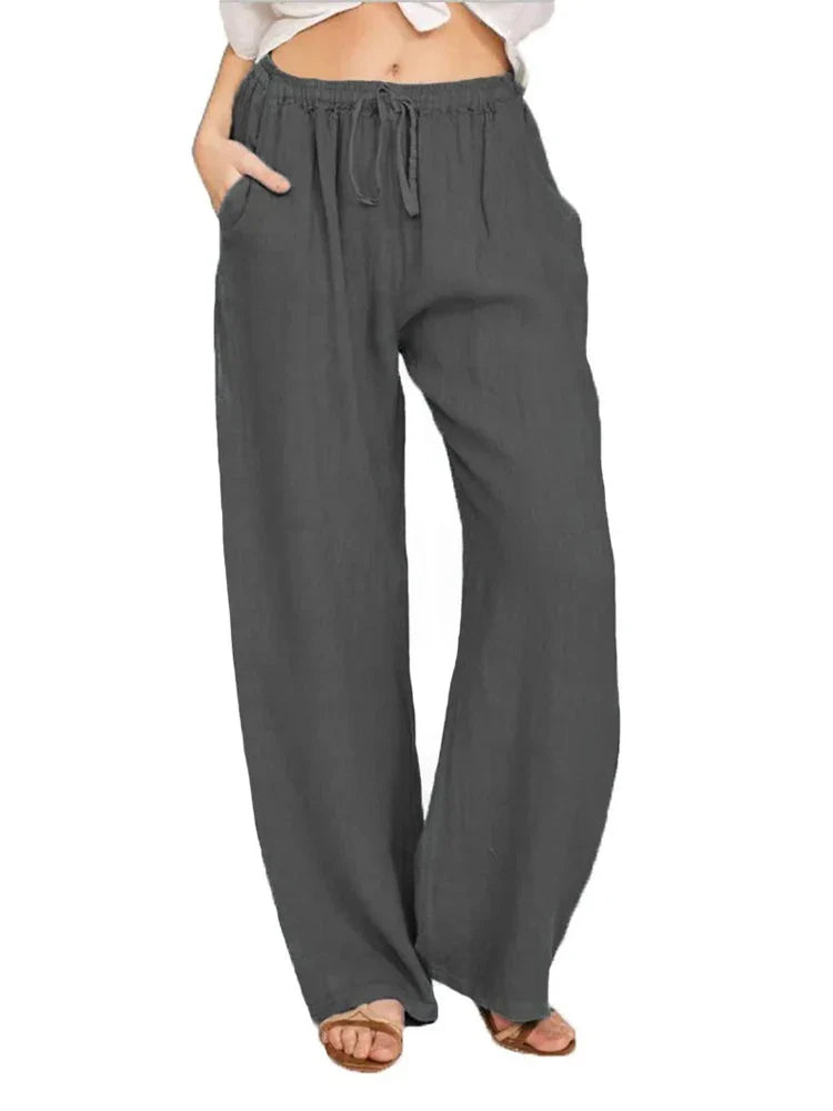 Hochtaillierte Sommerhose aus Polyester für Damen | Serana