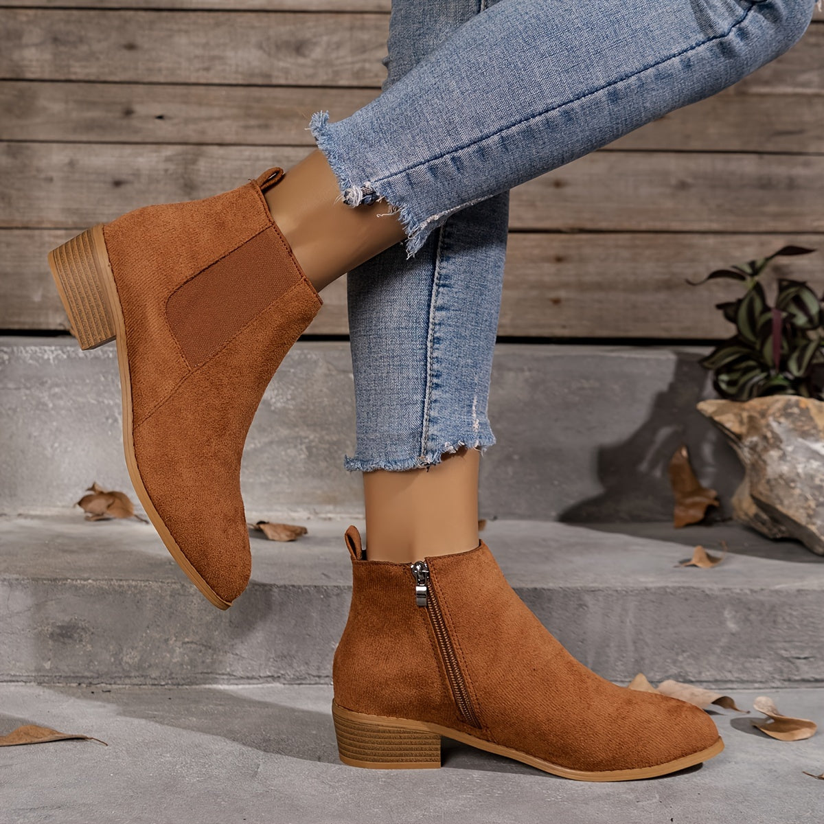 Wildleder Stiefeletten für Damen mit Reißverschluss | Selia