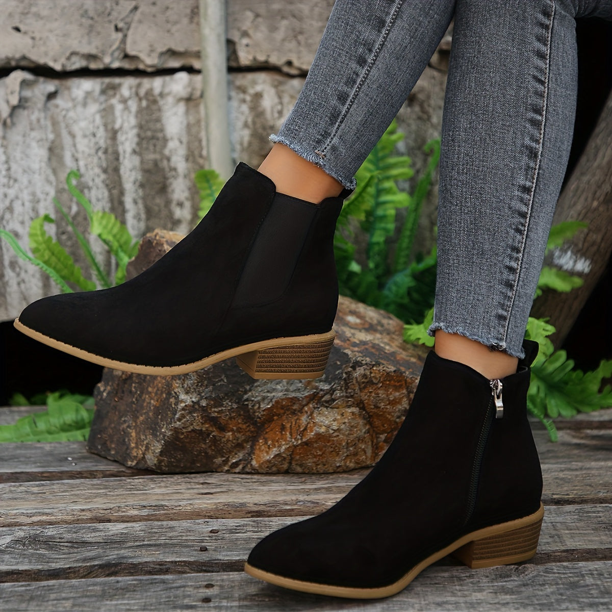 Wildleder Stiefeletten für Damen mit Reißverschluss | Selia