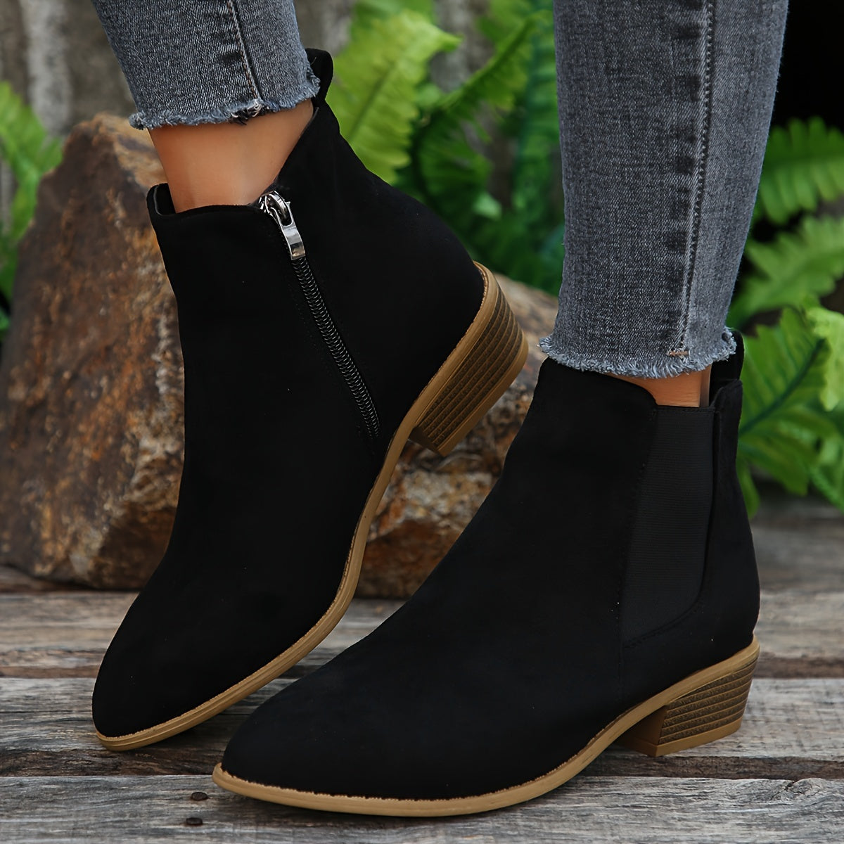 Wildleder Stiefeletten für Damen mit Reißverschluss | Selia