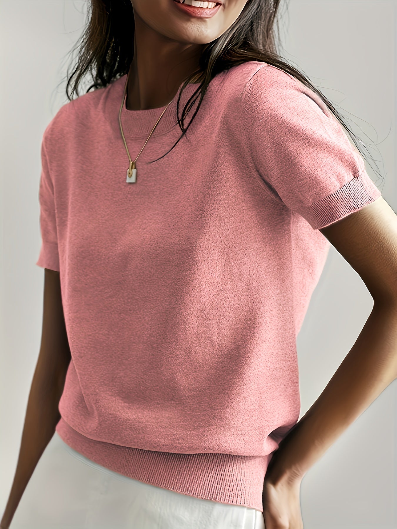 Klassisches Kurzarm-Strickoberteil für Damen | Mireya