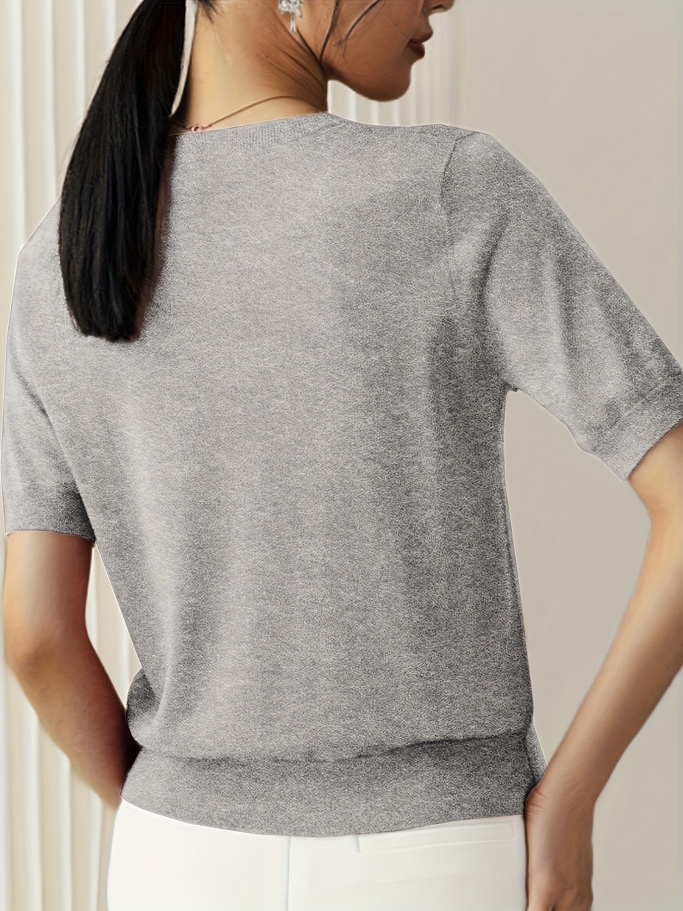 Klassisches Kurzarm-Strickoberteil für Damen | Mireya