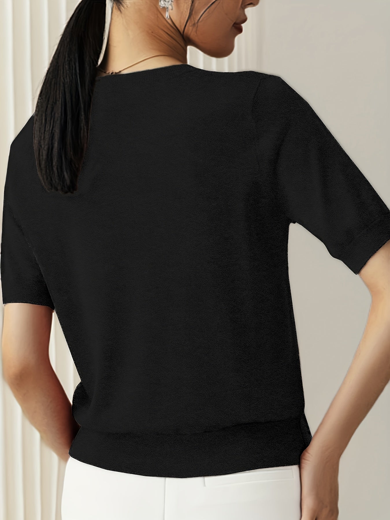 Klassisches Kurzarm-Strickoberteil für Damen | Mireya