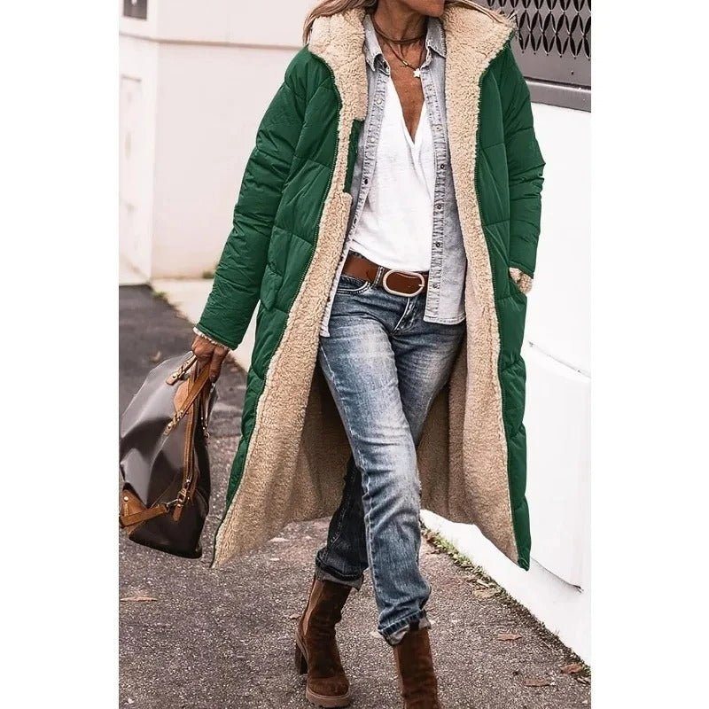 Langärmliger Sherpa-Futter Puffer-Mantel für Damen | Lenja