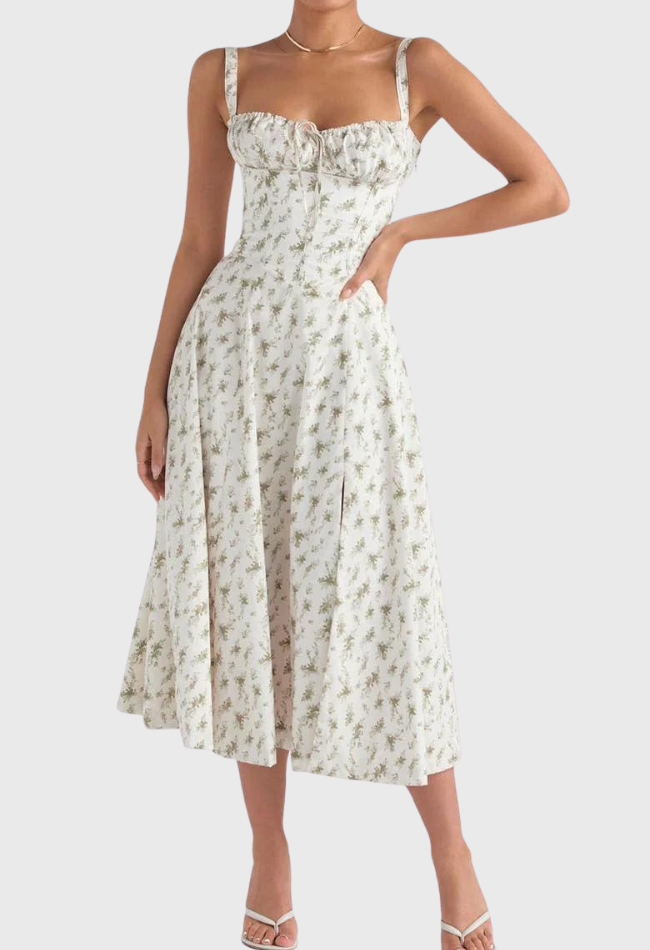 Midi Bustierkleid mit Korsett-Oberteil und Blumenmuster | Selina