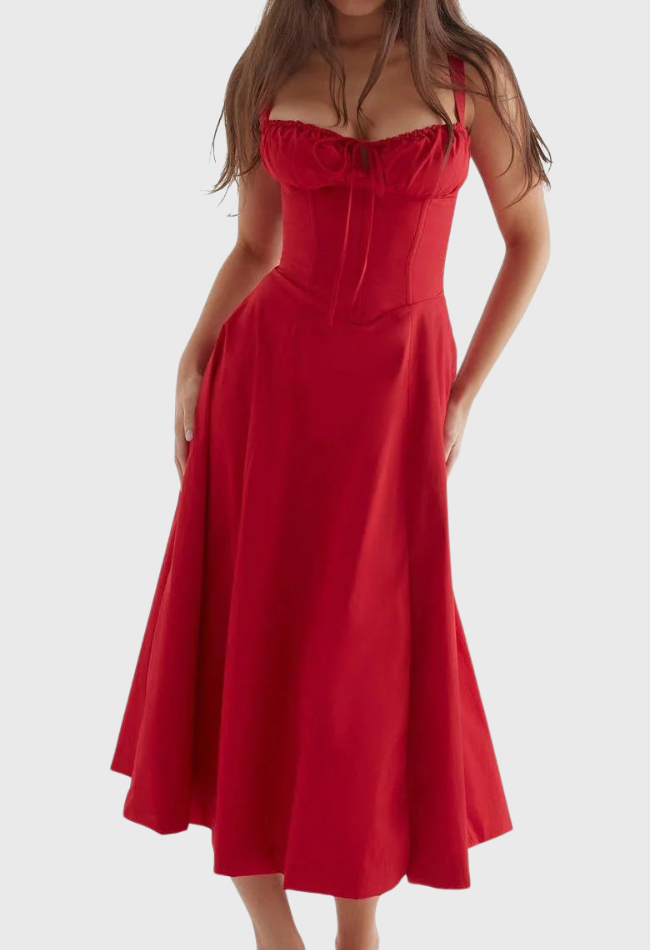 Midi Bustierkleid mit Korsett-Oberteil und Blumenmuster | Selina