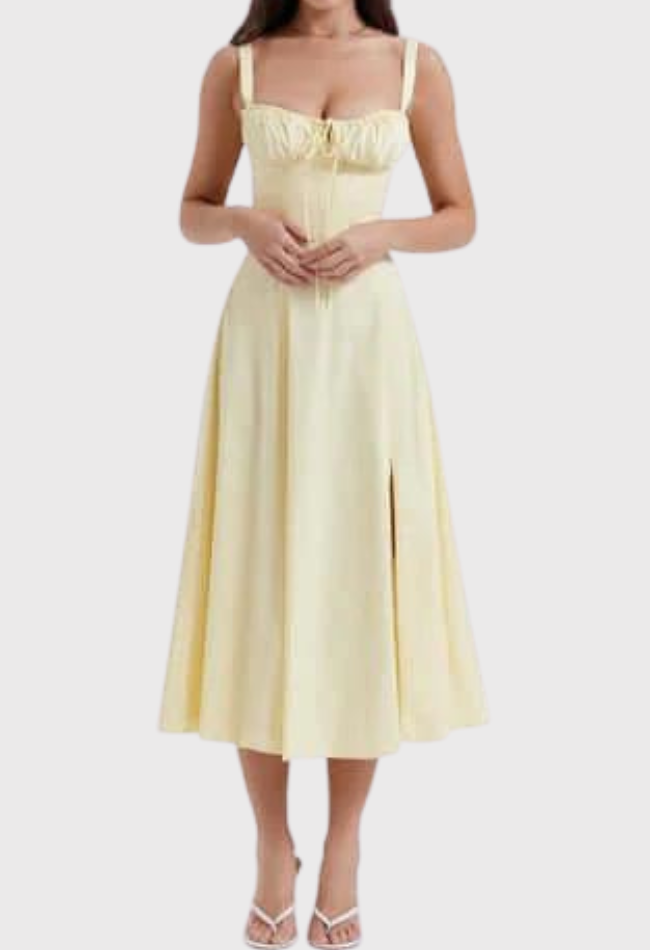Midi Bustierkleid mit Korsett-Oberteil und Blumenmuster | Selina