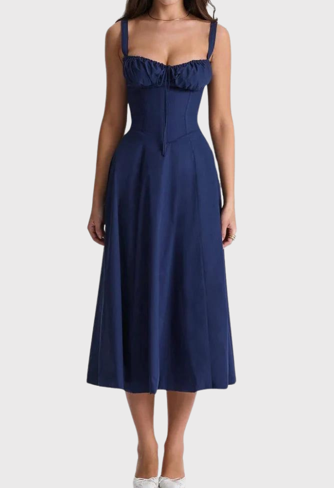 Midi Bustierkleid mit Korsett-Oberteil und Blumenmuster | Selina