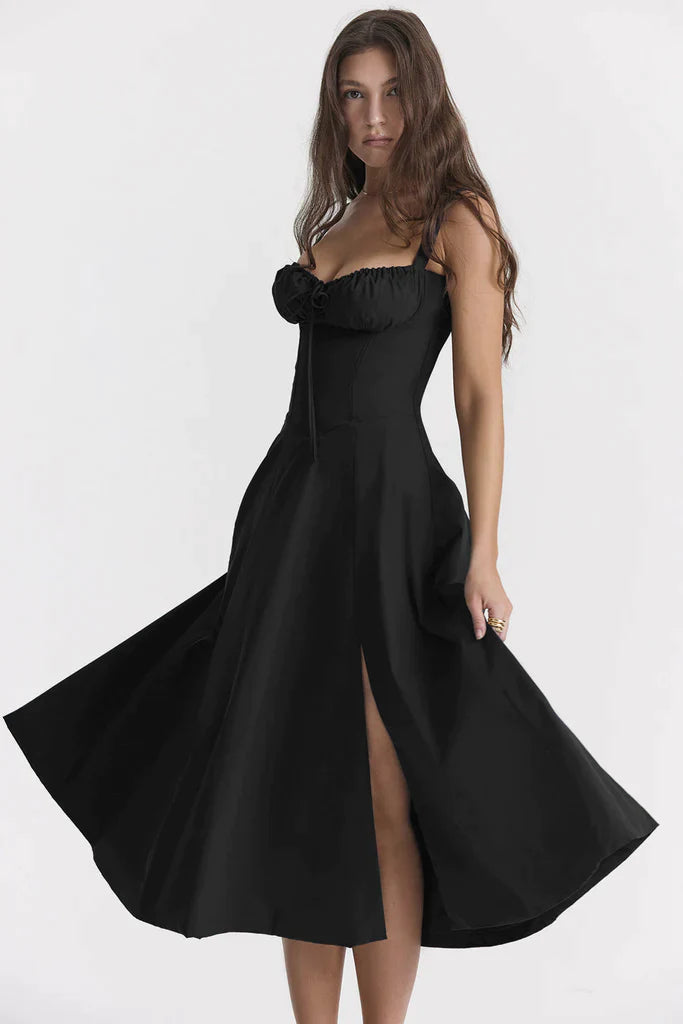 Midi Bustierkleid mit Korsett-Oberteil und Blumenmuster | Selina