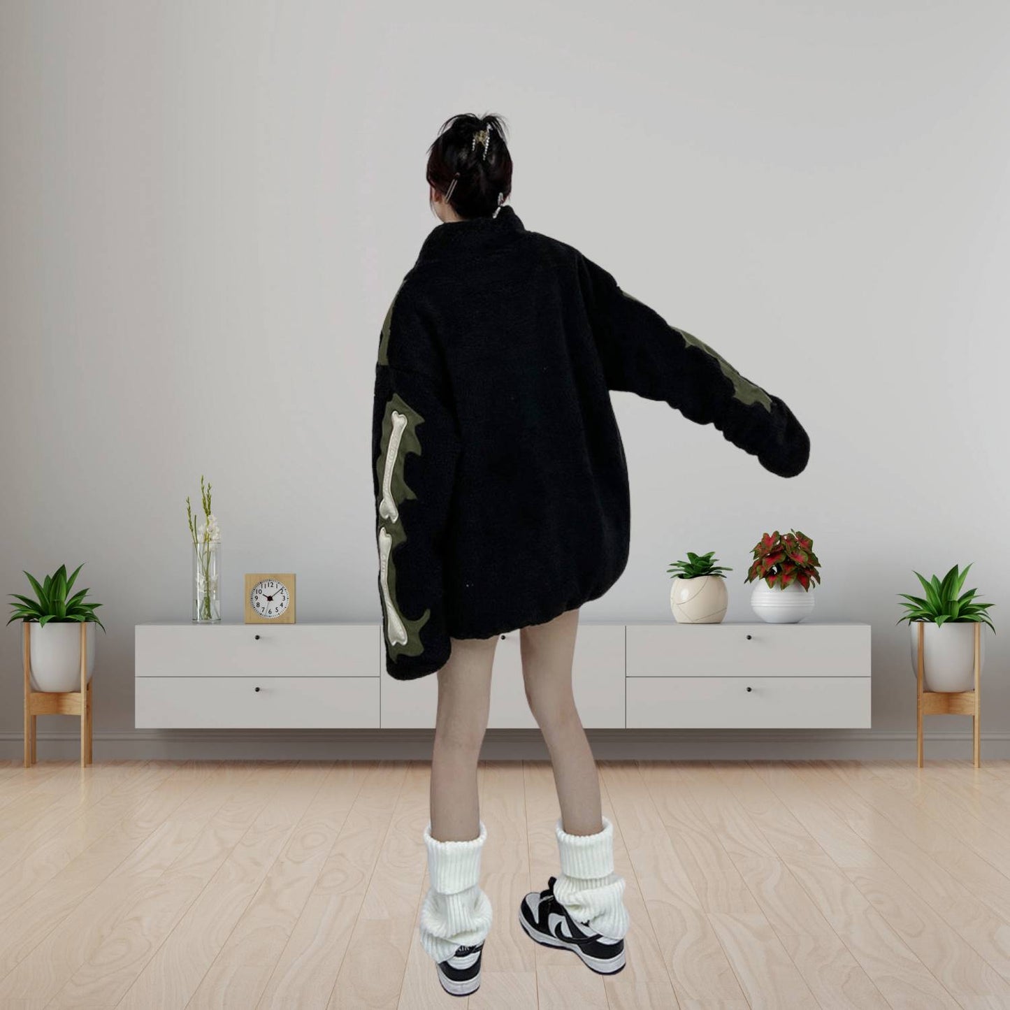 Unisex Skeleton Fleece Jacke – Auffällige Streetwear im Alternative Style